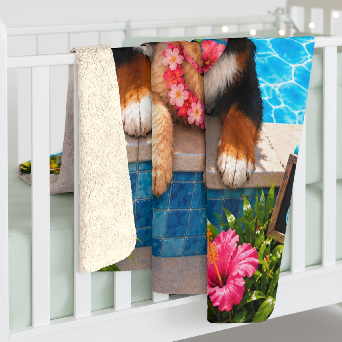 Pool Pawty Custom Pet Sherpa Blanket