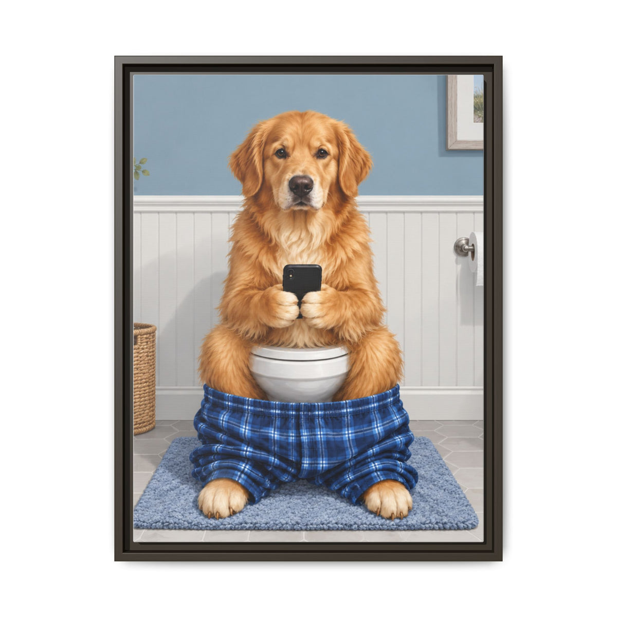 Sit & Scroll Custom Pet Framed Canvas