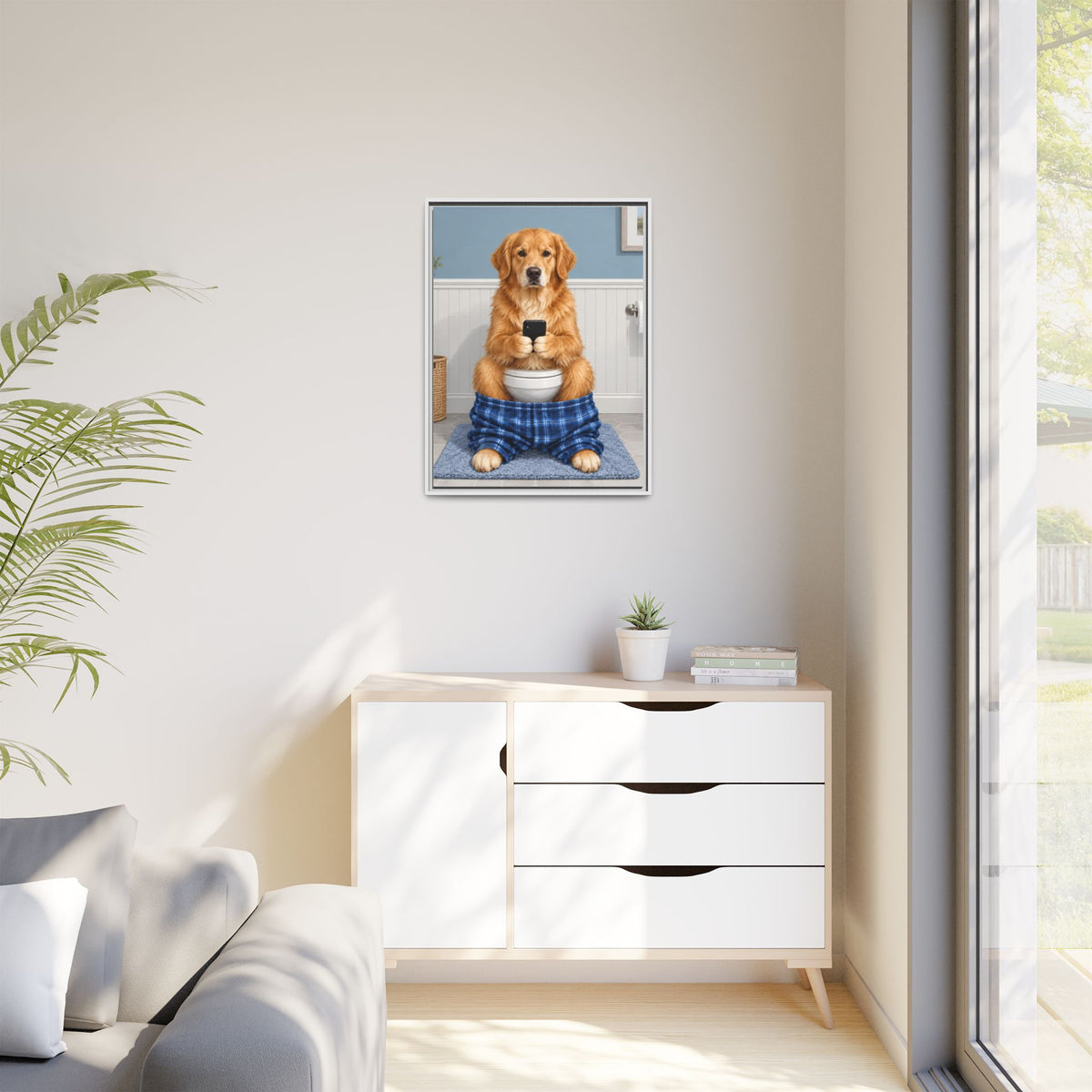 Sit & Scroll Custom Pet Framed Canvas