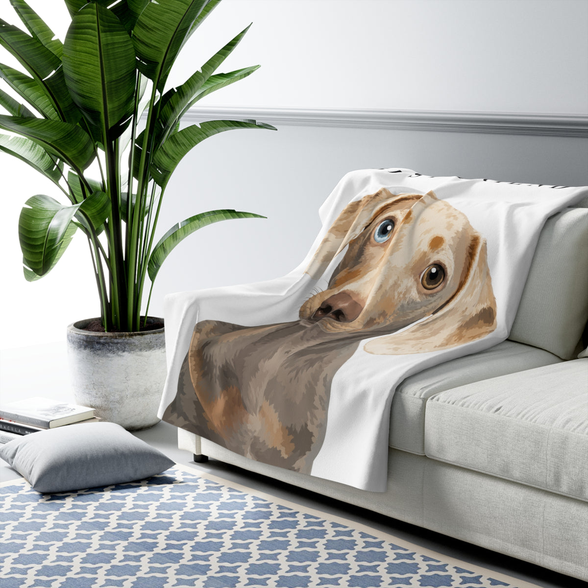 Modern Portrait Custom Pet Sherpa Blanket