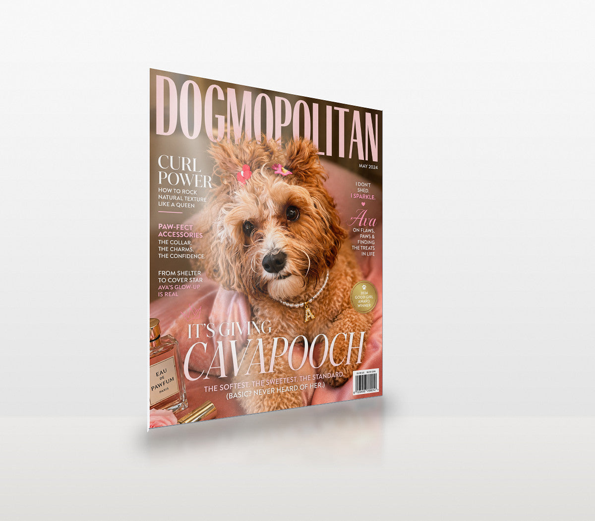 Dogmopolitan custom pet metal print at an angle, showing the thin aluminium panel