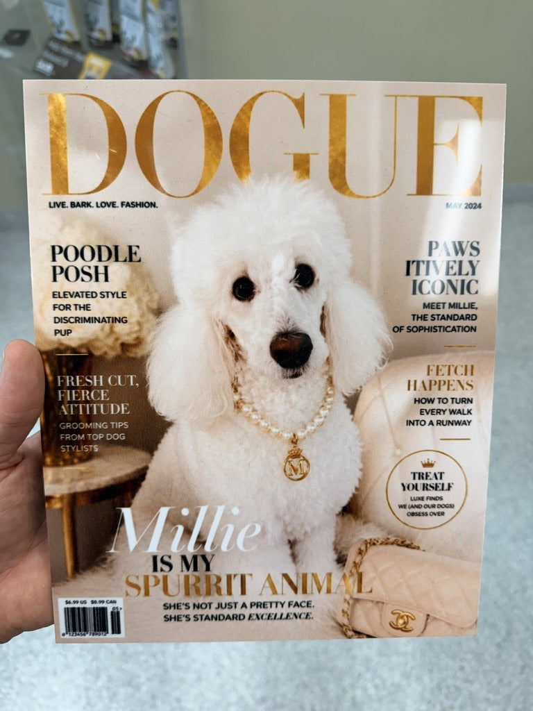 Photograph of a real Dogue metal print β in hand