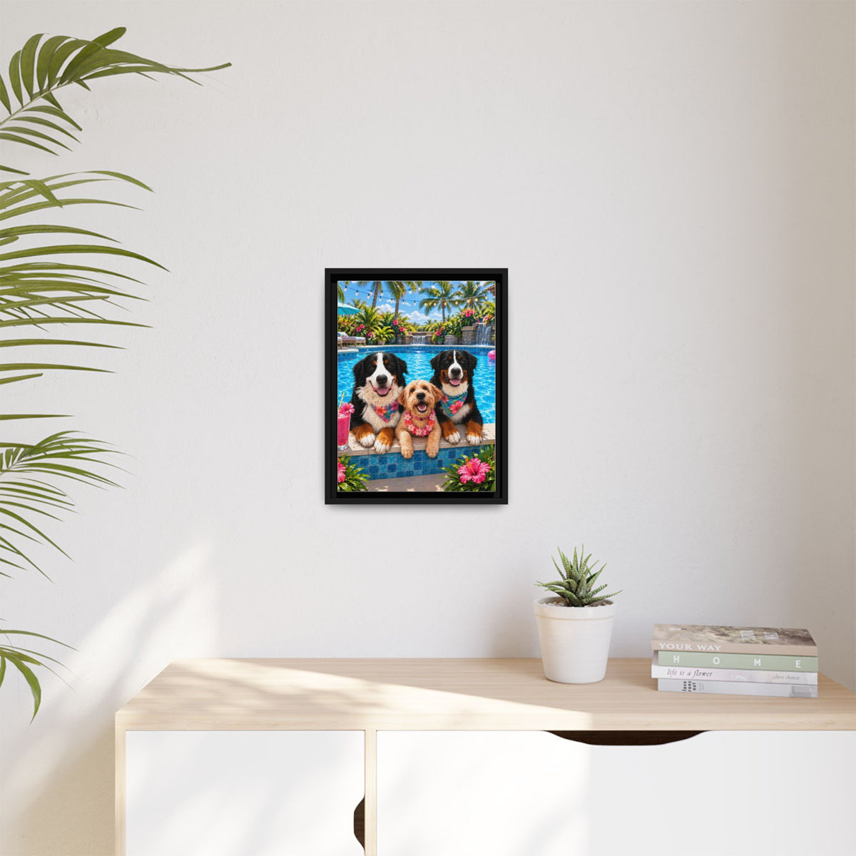 Pool Pawty Custom Pet Framed Canvas