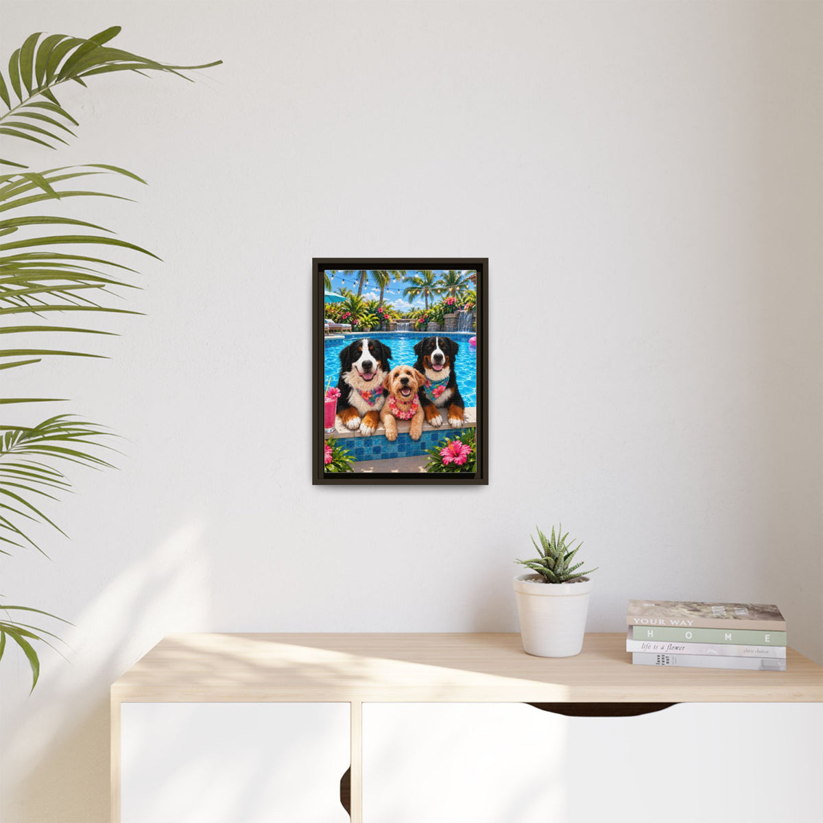 Pool Pawty Custom Pet Framed Canvas
