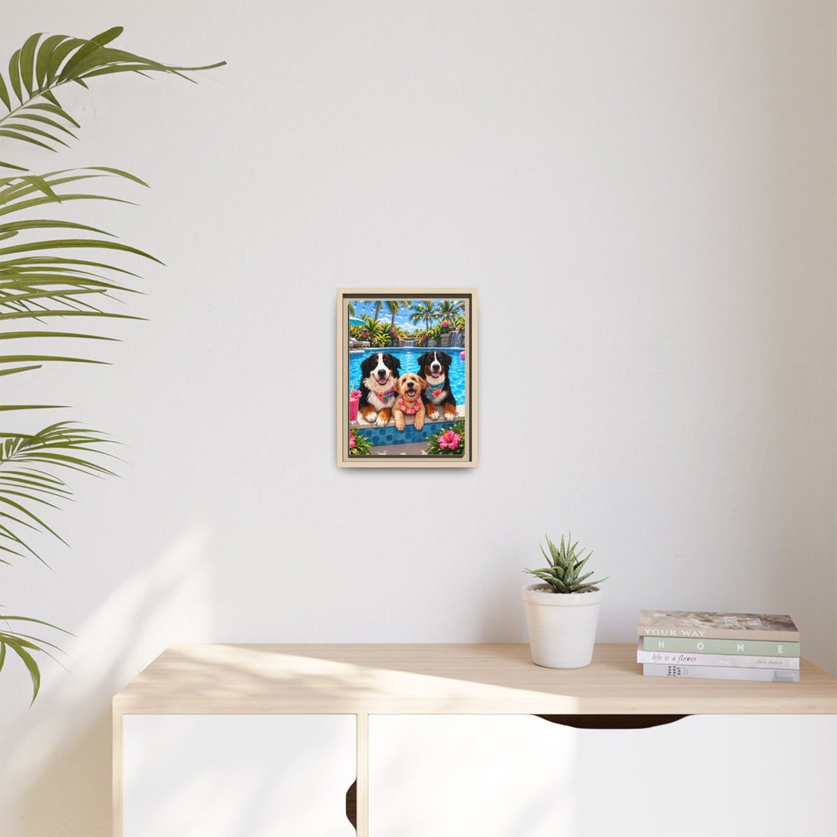 Pool Pawty Custom Pet Framed Canvas