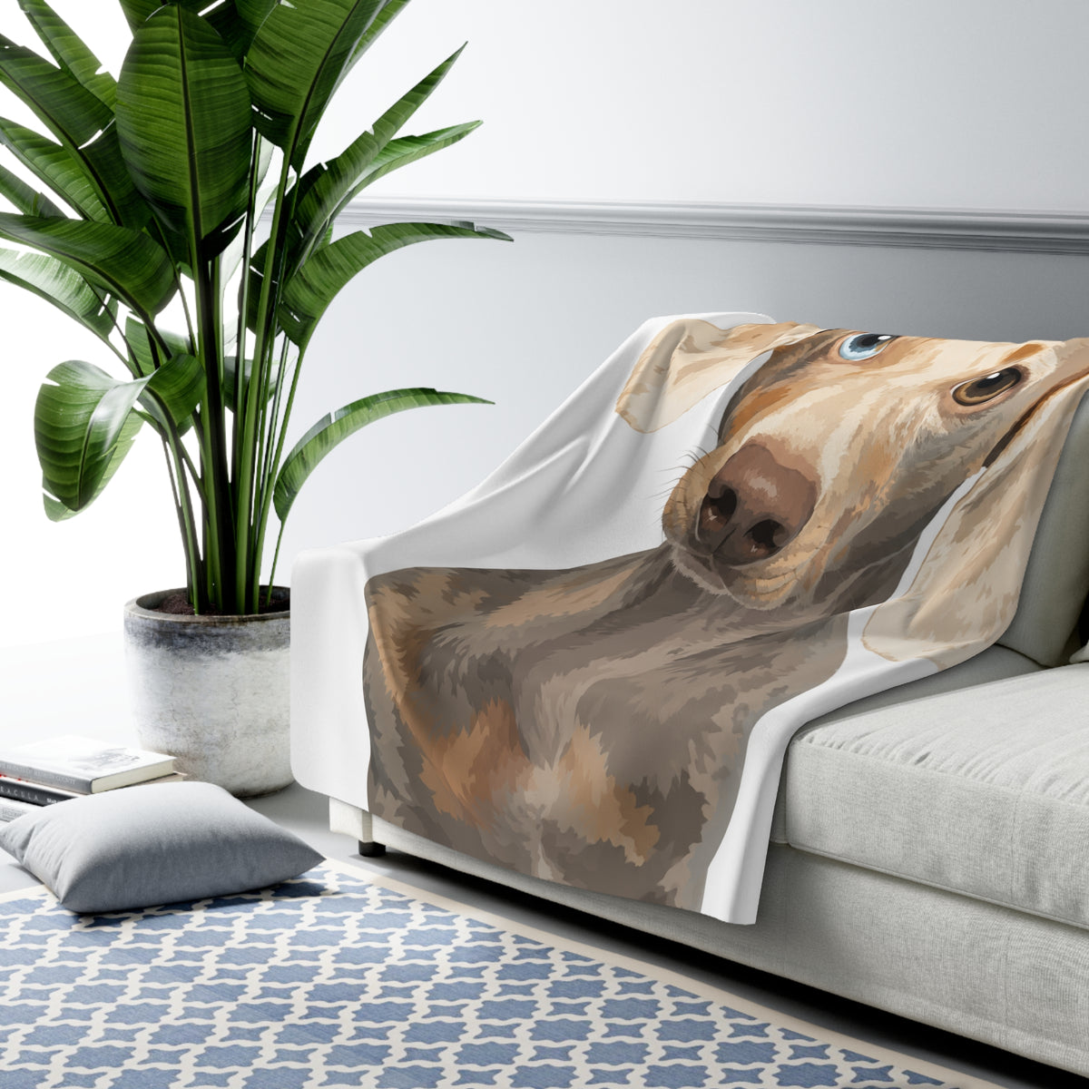 Modern Portrait Custom Pet Sherpa Blanket