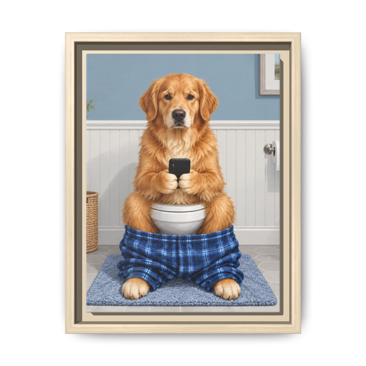 Sit & Scroll Custom Pet Framed Canvas