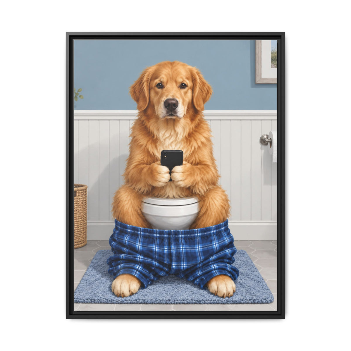 Sit & Scroll Custom Pet Framed Canvas