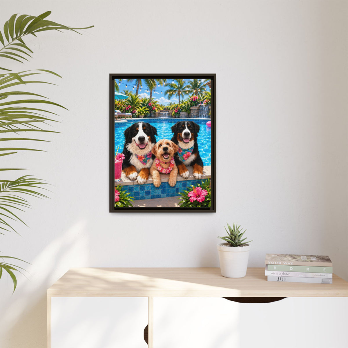 Pool Pawty Custom Pet Framed Canvas