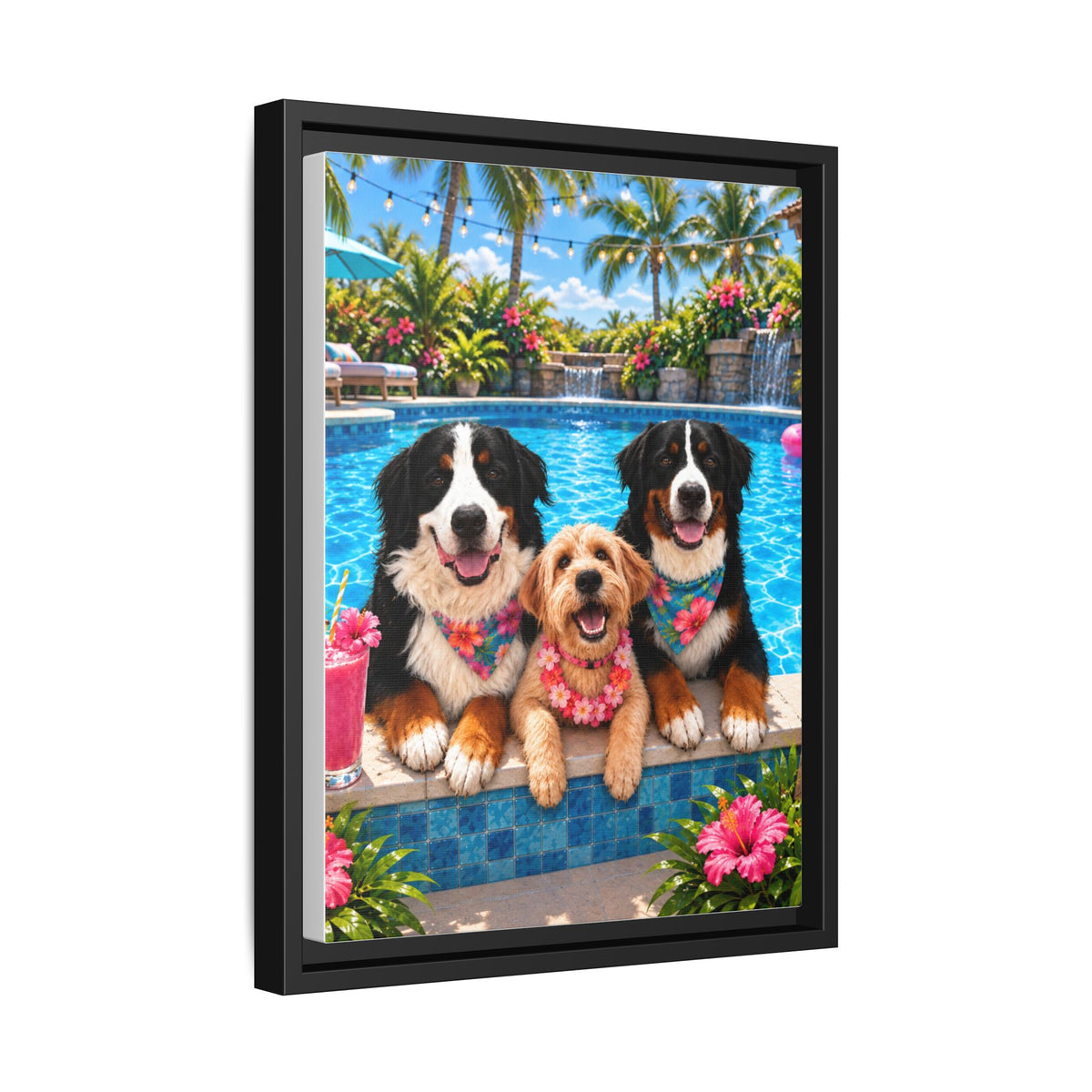 Pool Pawty Custom Pet Framed Canvas