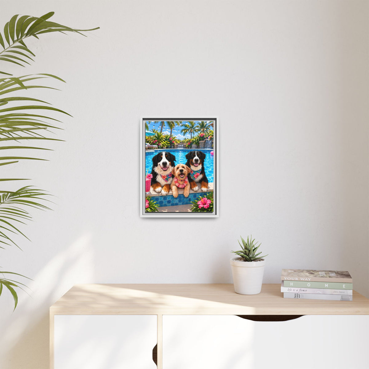 Pool Pawty Custom Pet Framed Canvas