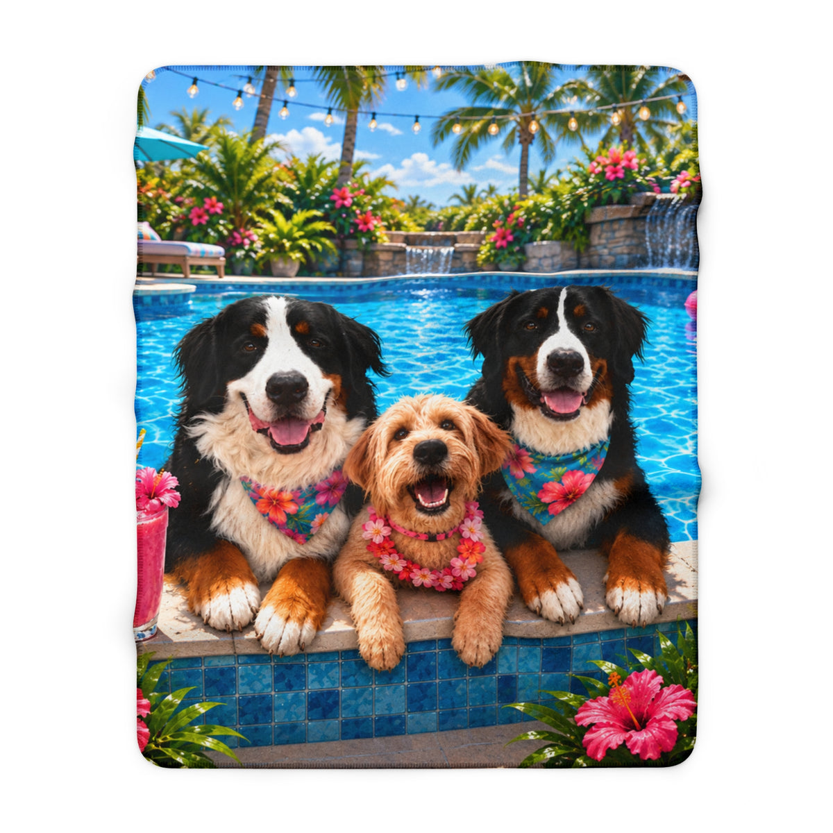Pool Pawty Custom Pet Sherpa Blanket