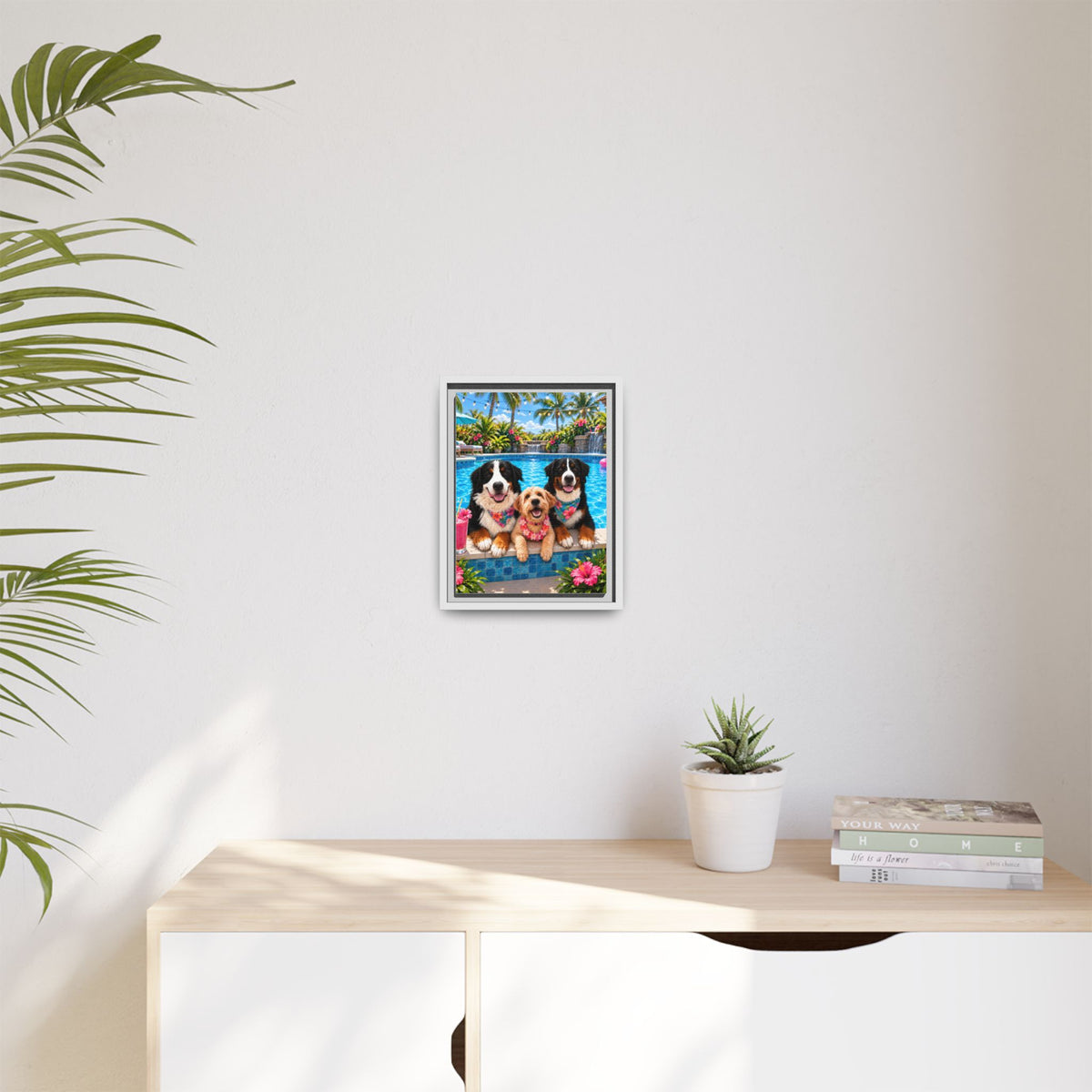Pool Pawty Custom Pet Framed Canvas