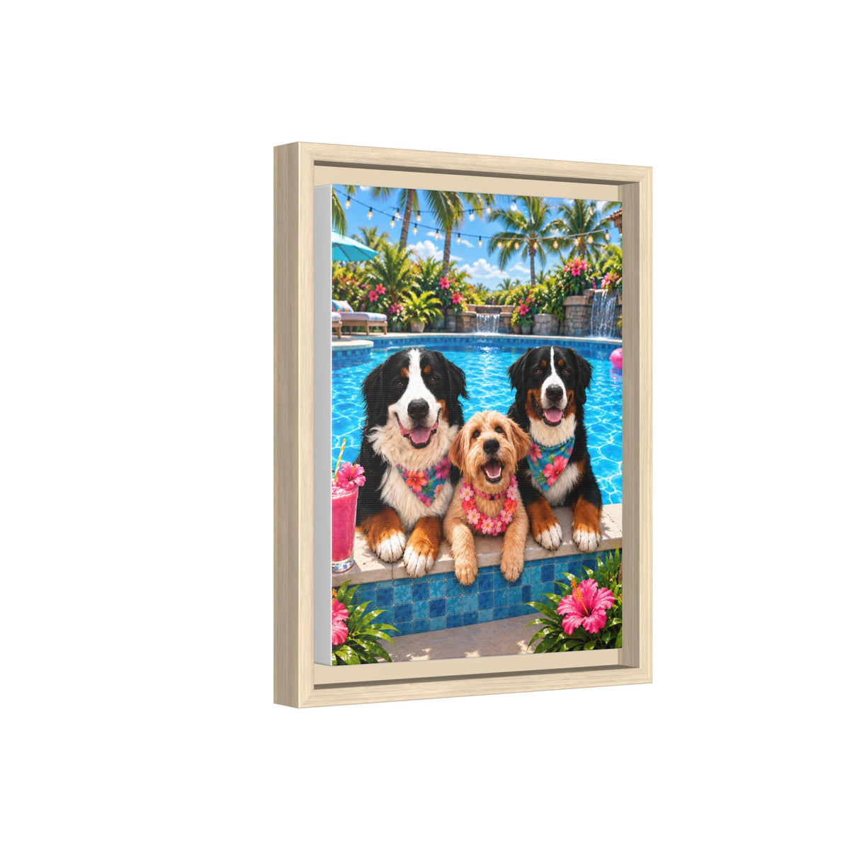 Pool Pawty Custom Pet Framed Canvas