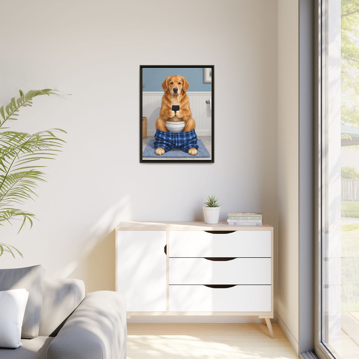 Sit & Scroll Custom Pet Framed Canvas
