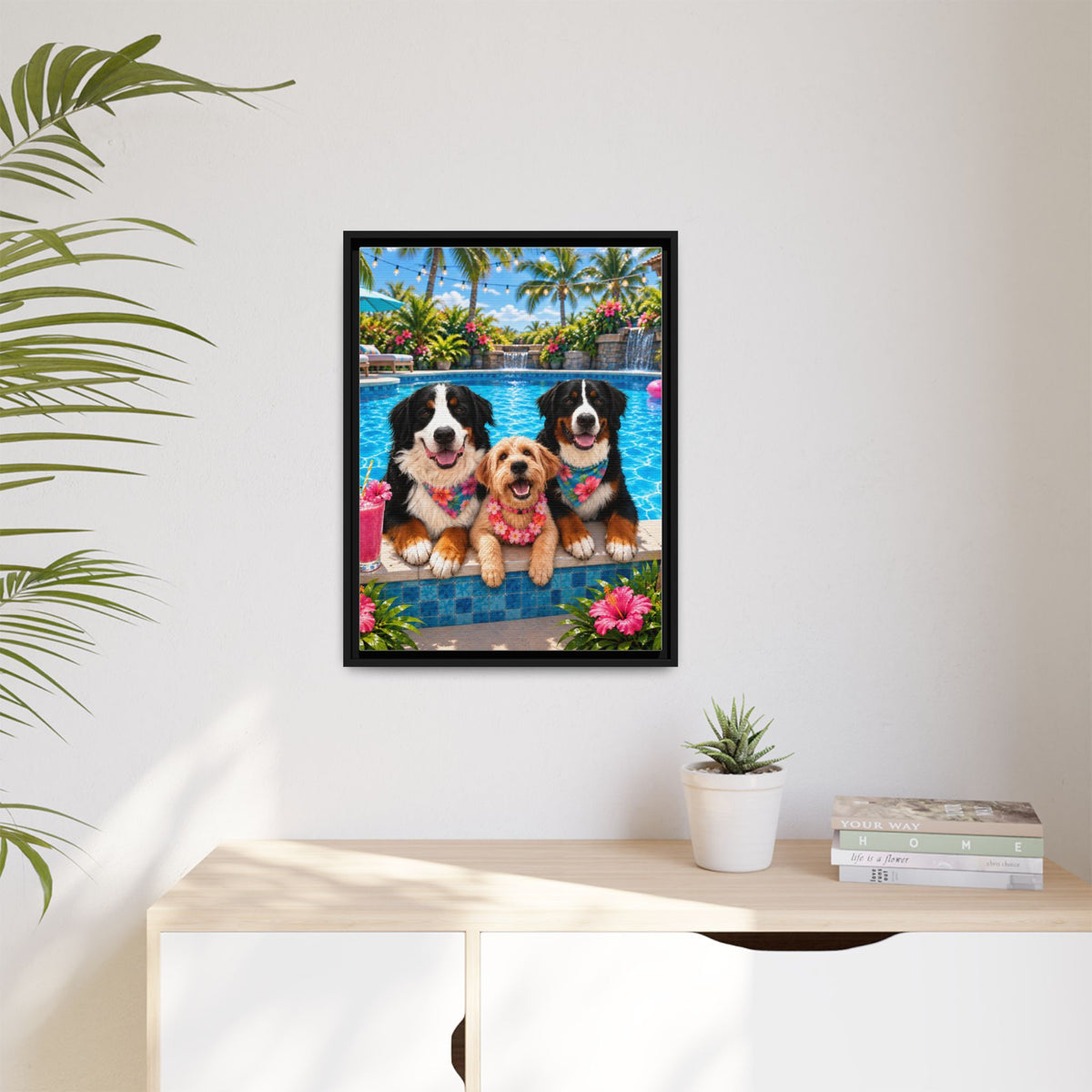 Pool Pawty Custom Pet Framed Canvas