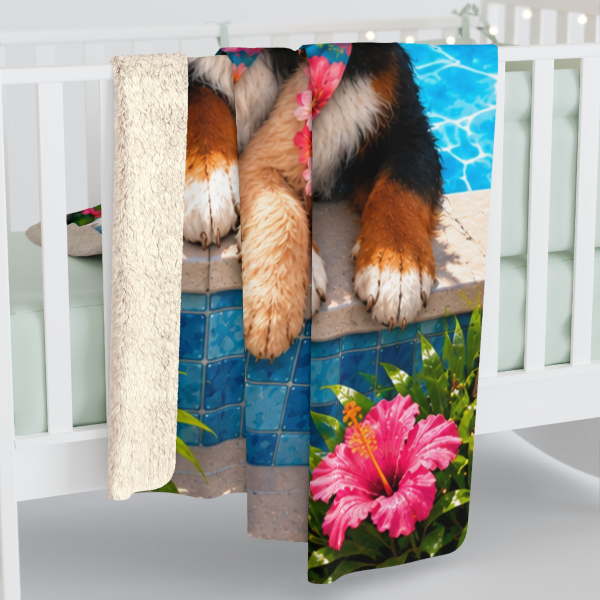 Pool Pawty Custom Pet Sherpa Blanket