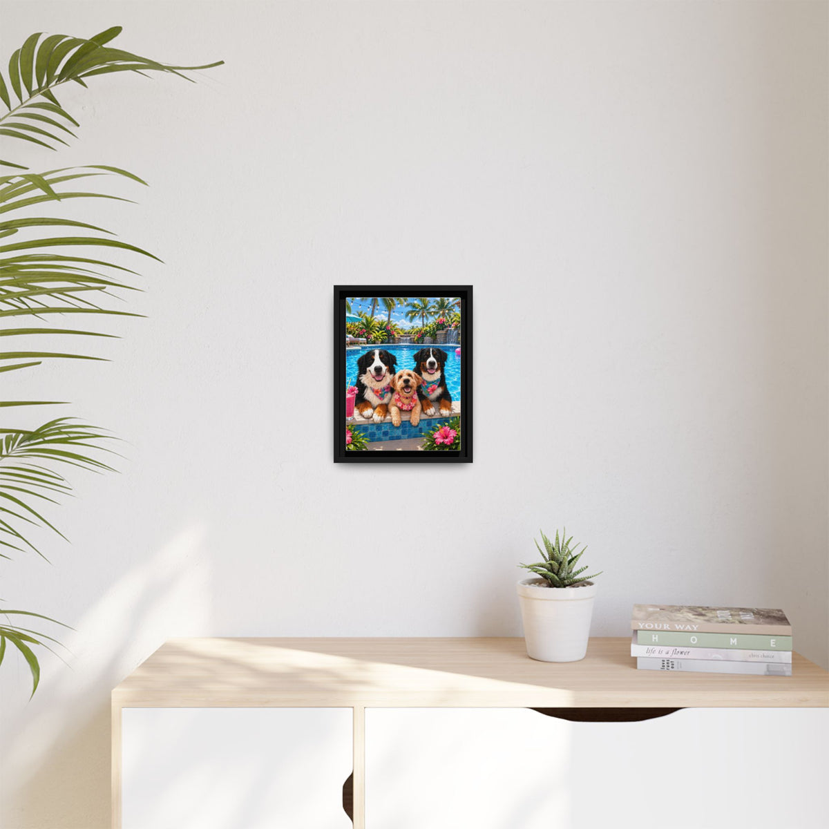 Pool Pawty Custom Pet Framed Canvas