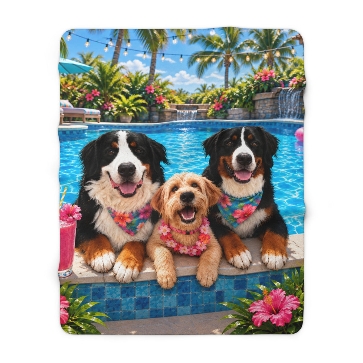 Pool Pawty Custom Pet Sherpa Blanket