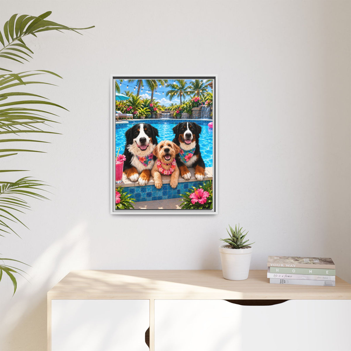 Pool Pawty Custom Pet Framed Canvas