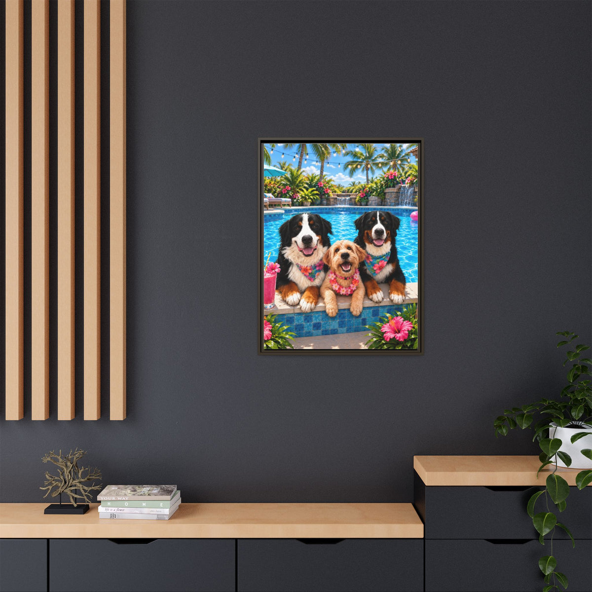 Pool Pawty Custom Pet Framed Canvas