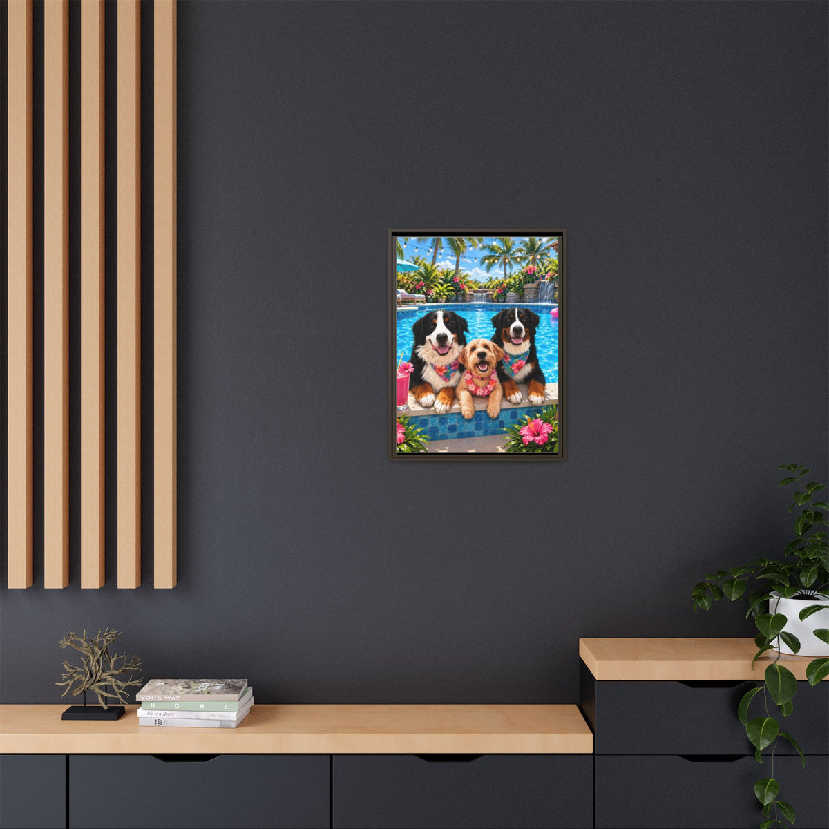 Pool Pawty Custom Pet Framed Canvas