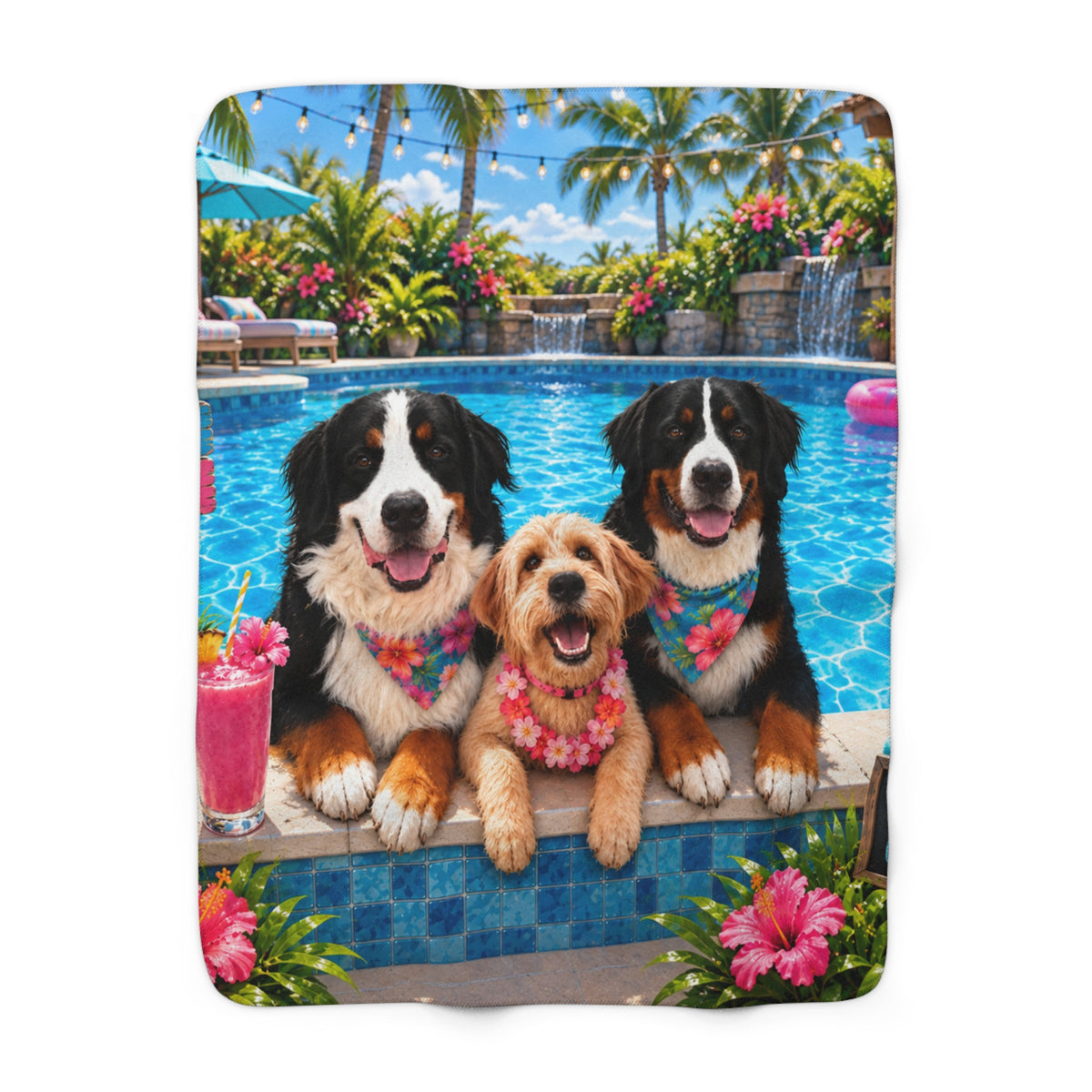 Pool Pawty Custom Pet Sherpa Blanket