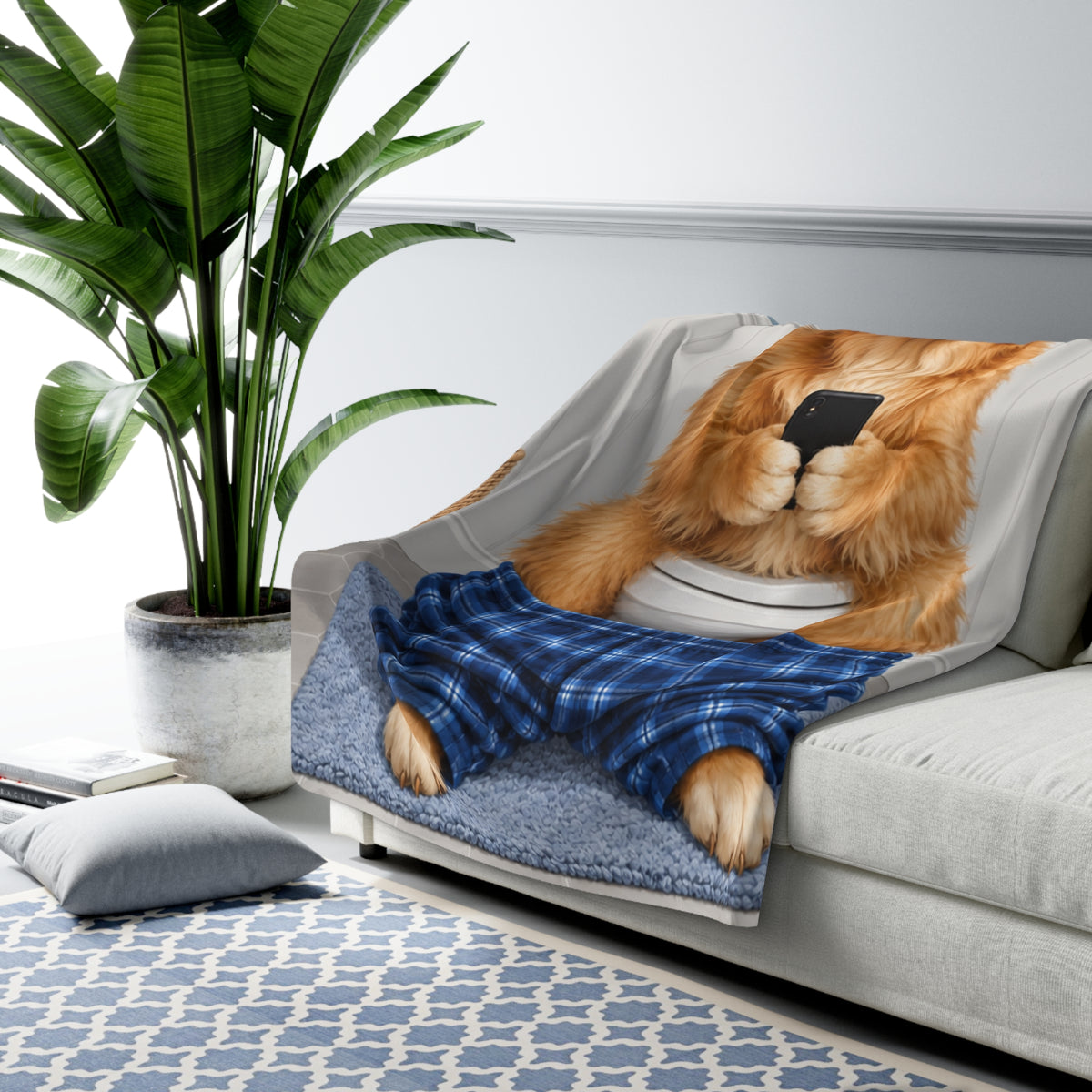 Sit & Scroll Custom Pet Sherpa Blanket