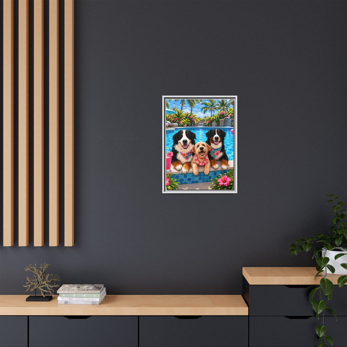 Pool Pawty Custom Pet Framed Canvas