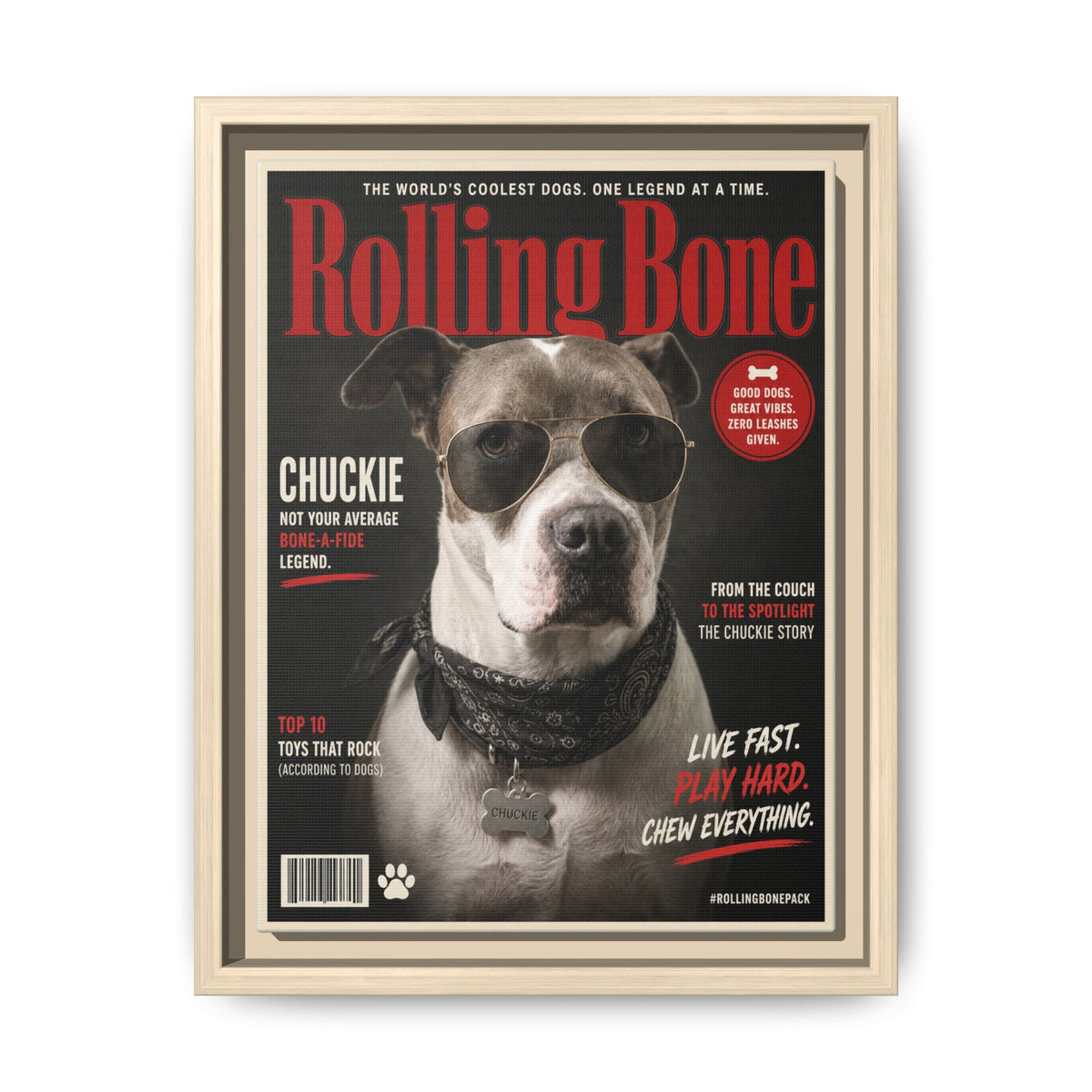 Rolling Bone Magazine Custom Pet Framed Canvas
