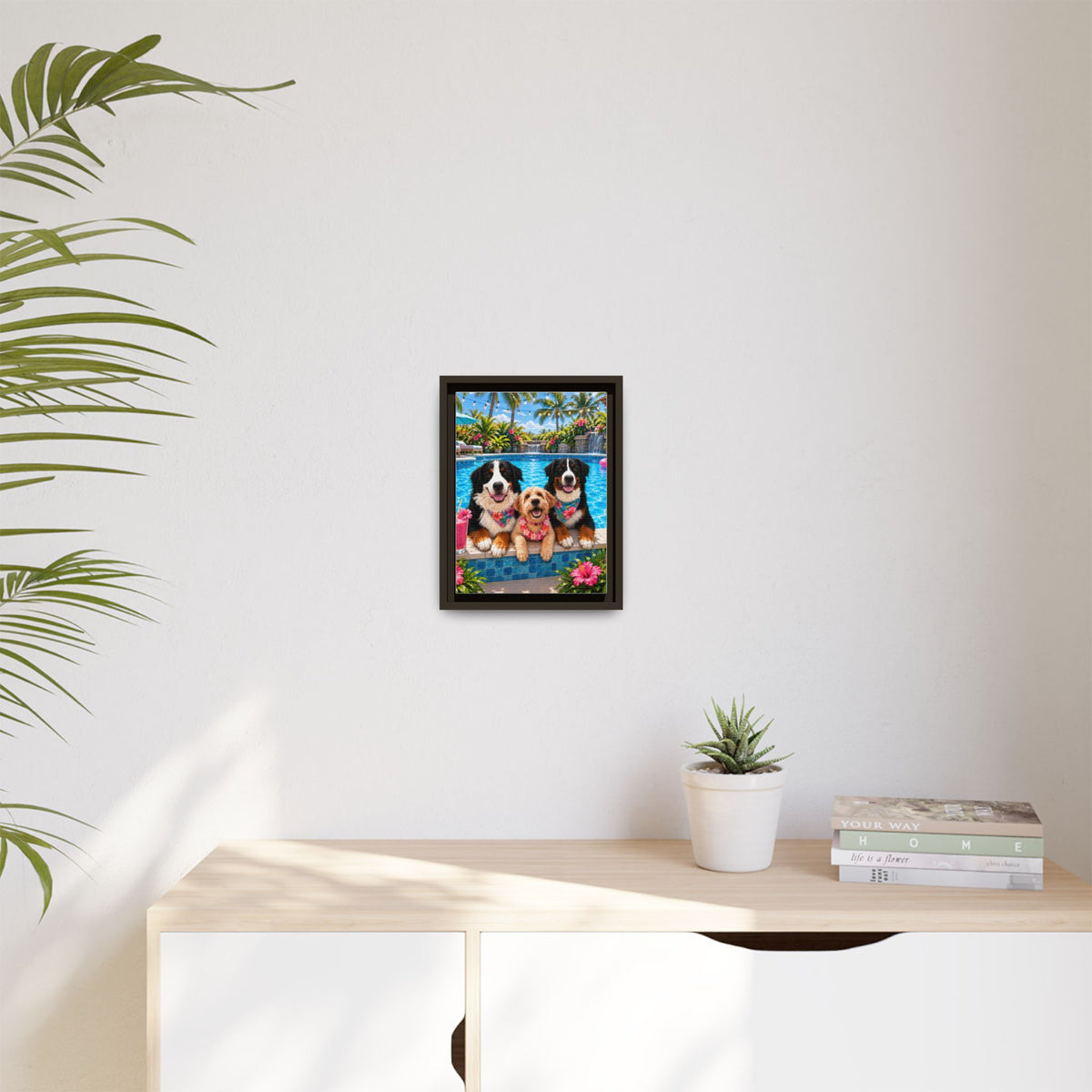 Pool Pawty Custom Pet Framed Canvas