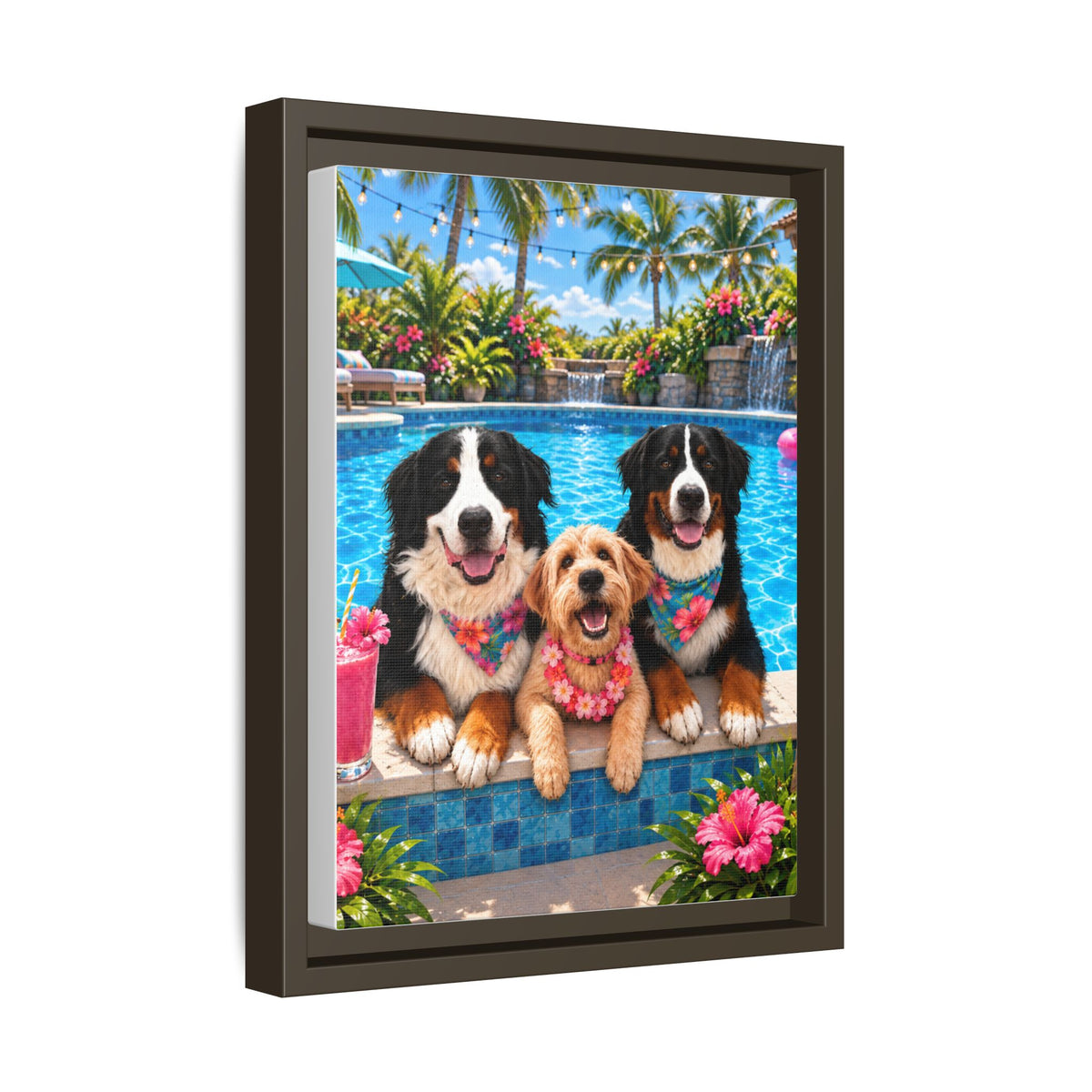 Pool Pawty Custom Pet Framed Canvas