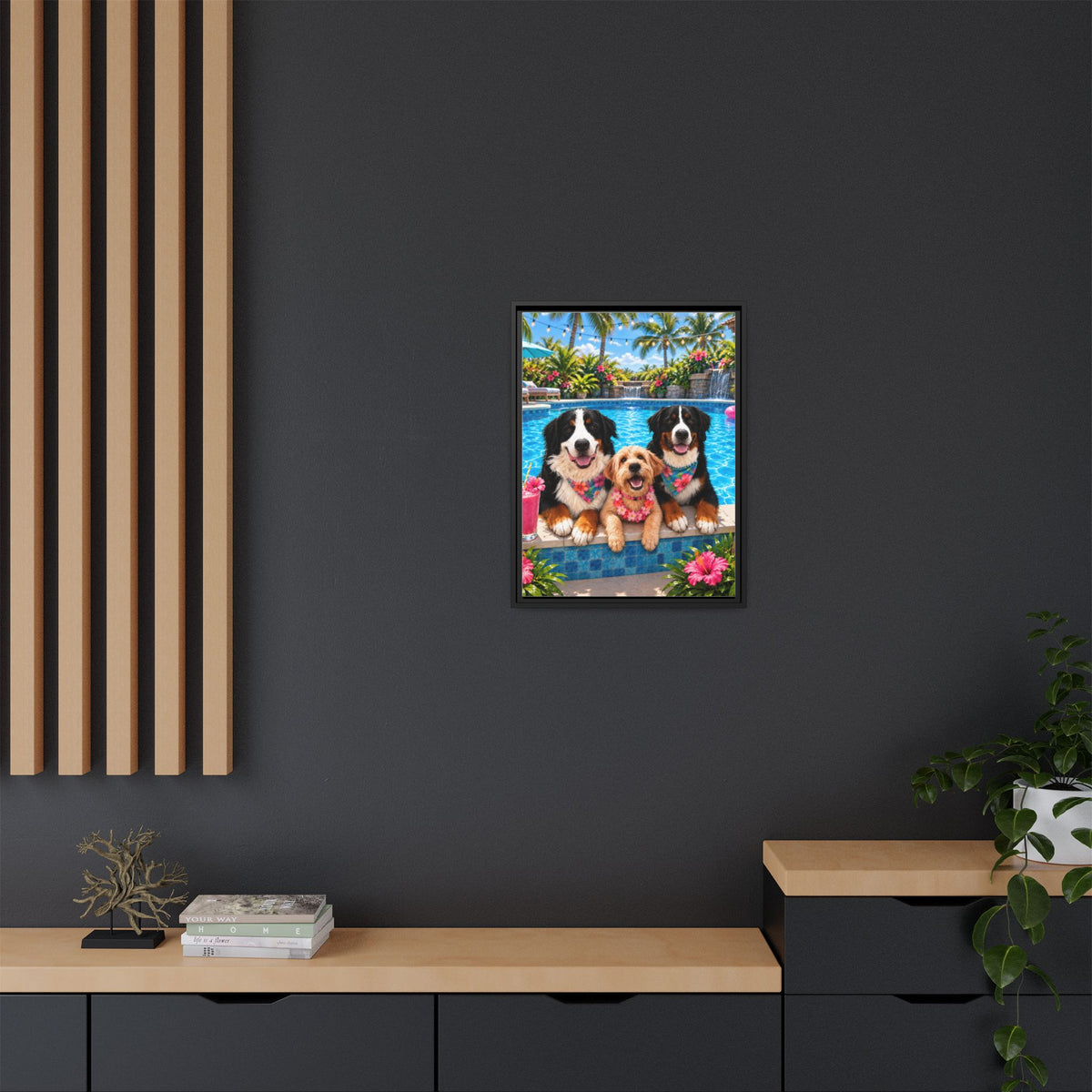 Pool Pawty Custom Pet Framed Canvas