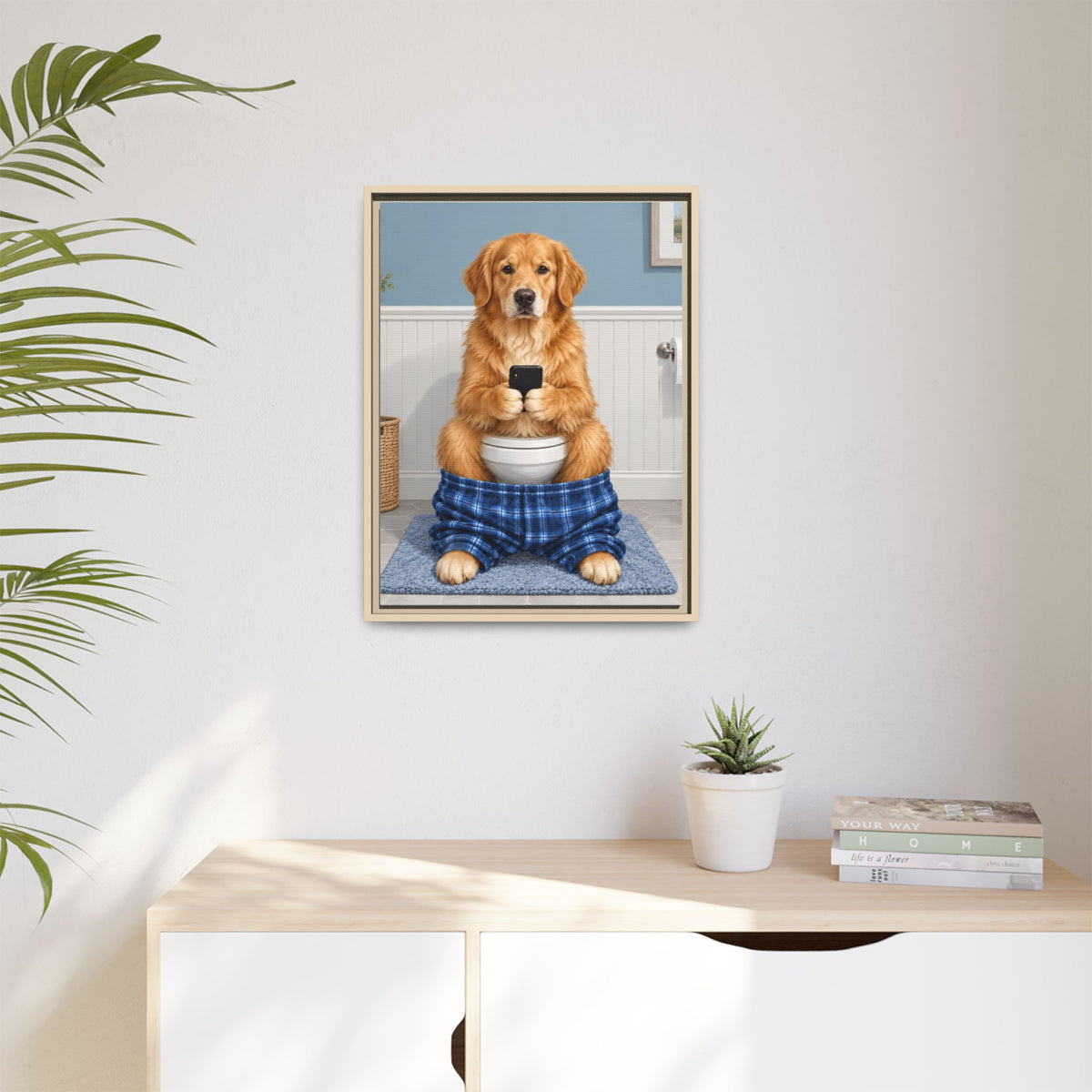 Sit & Scroll Custom Pet Framed Canvas
