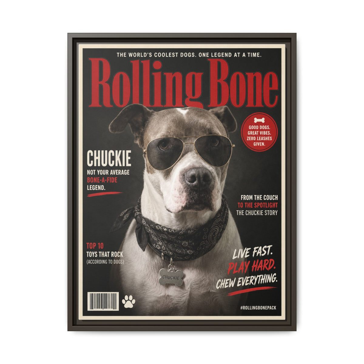 Rolling Bone Magazine Custom Pet Framed Canvas