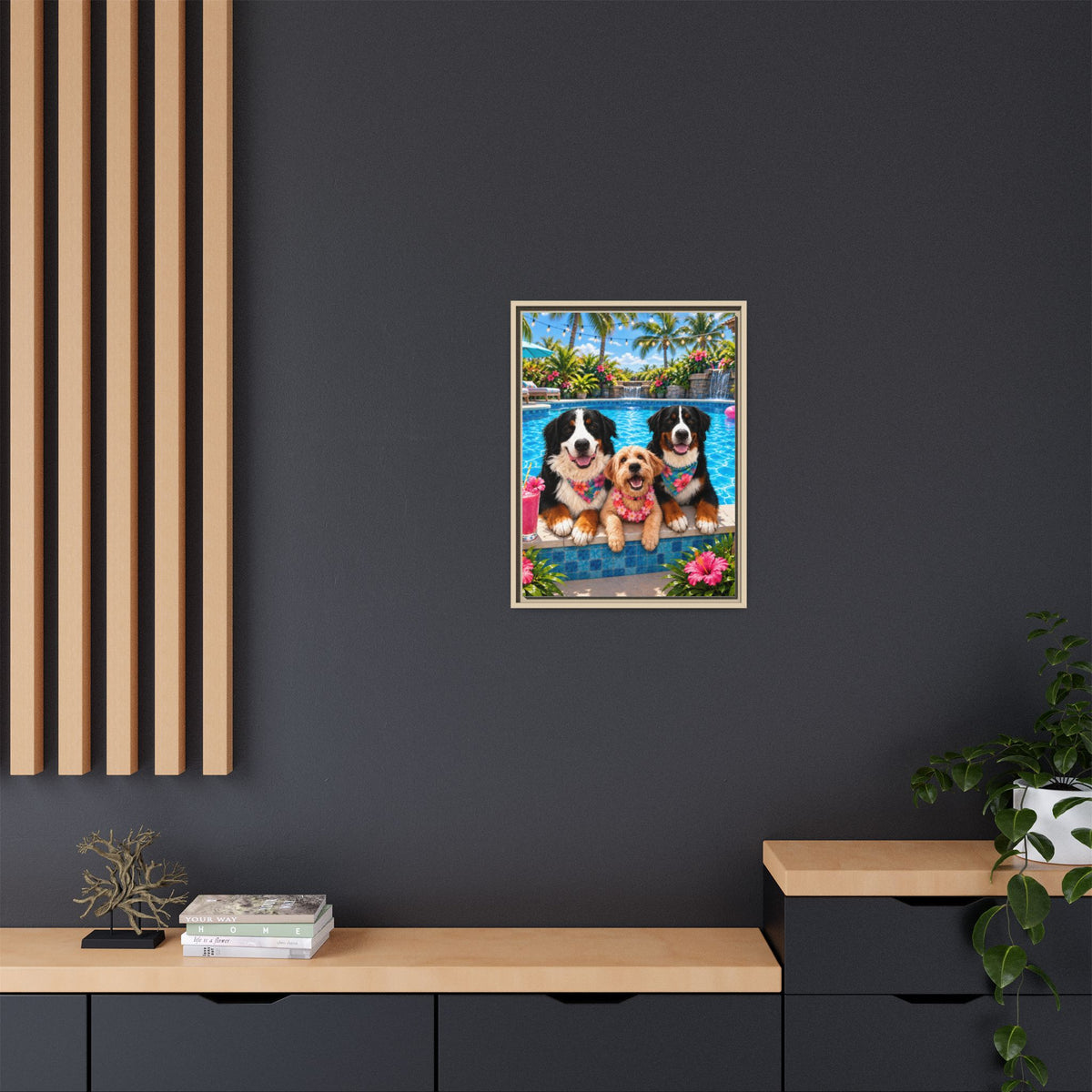Pool Pawty Custom Pet Framed Canvas