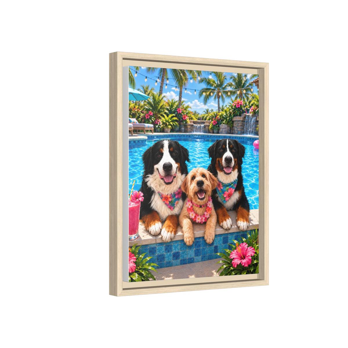 Pool Pawty Custom Pet Framed Canvas