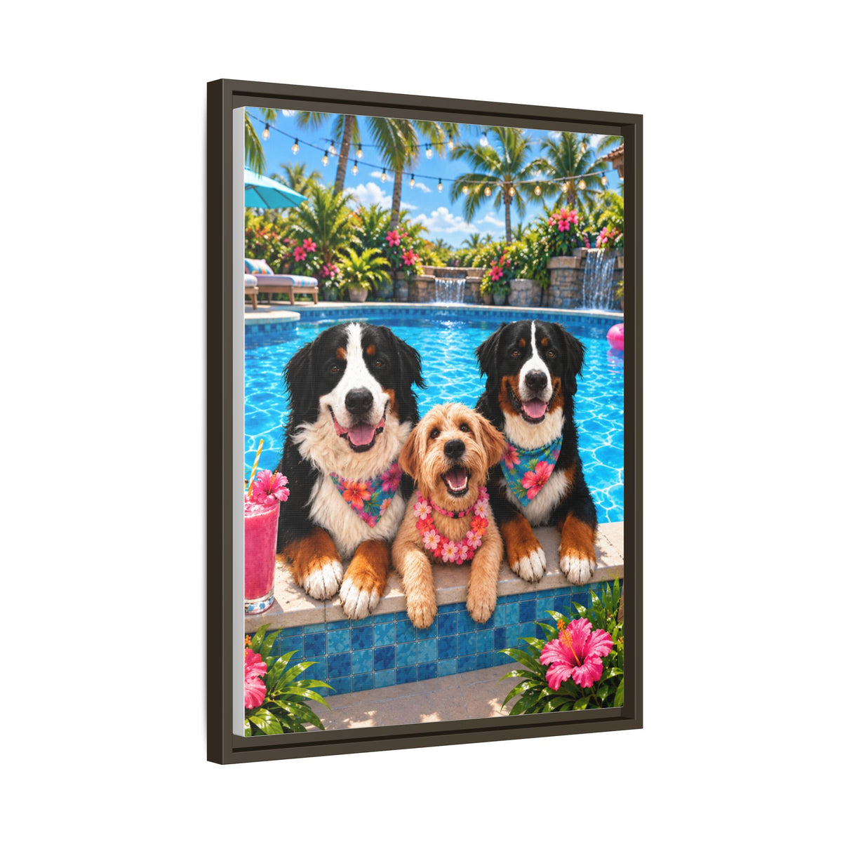 Pool Pawty Custom Pet Framed Canvas