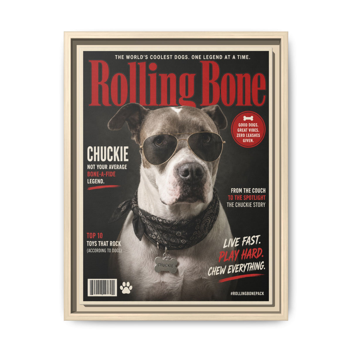 Rolling Bone Magazine Custom Pet Framed Canvas