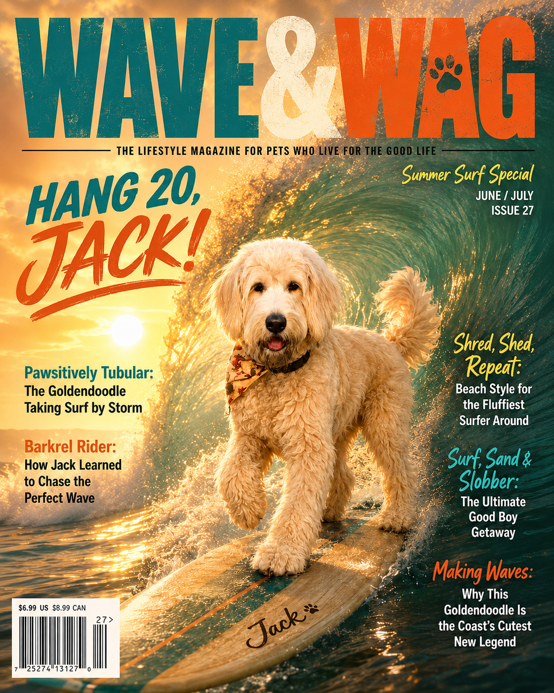 Wave & Wag custom pet portrait artwork